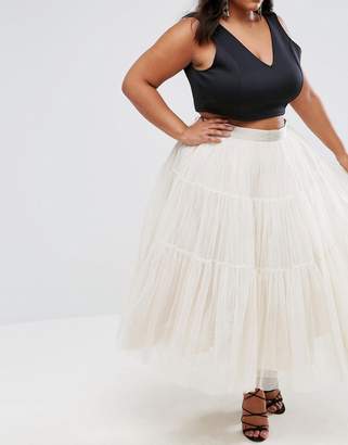 ASOS Curve Tiered Tulle Prom Skirt With High Waisted Detail
