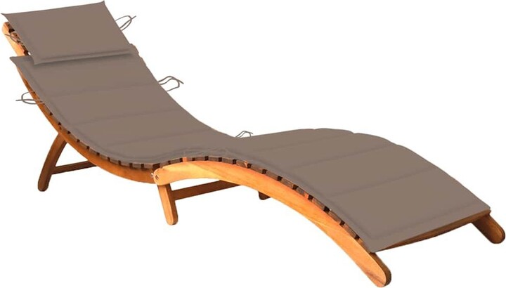 VidaXL Solid Acacia Wood Standard Foldable Sun Lounger