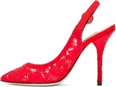 Thumbnail for your product : Dolce & Gabbana Red Lace Slingback Heels