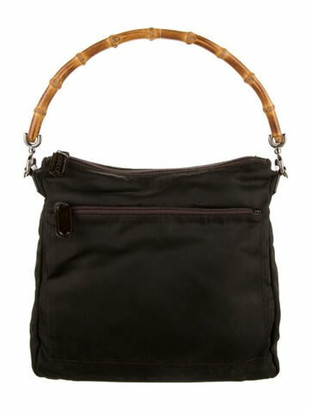 black leather gucci bag with bamboo handle