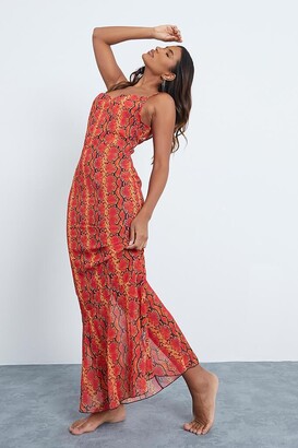 pink snake print maxi dress