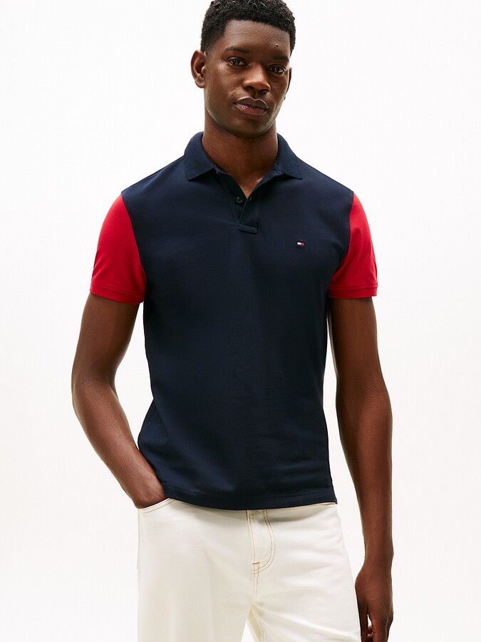 Tommy Hilfiger Men's Regular Fit Colorblock Pique Polo - Navy - L