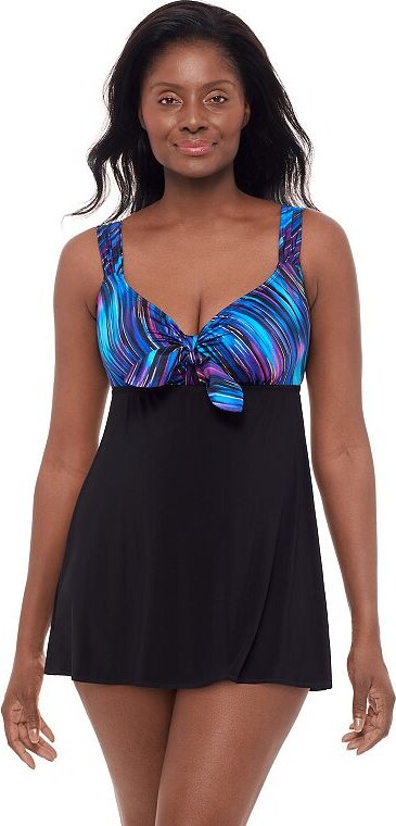 Women's Great Lengths Risk Taker Tie Front Swimdress One Piece Swimsuit