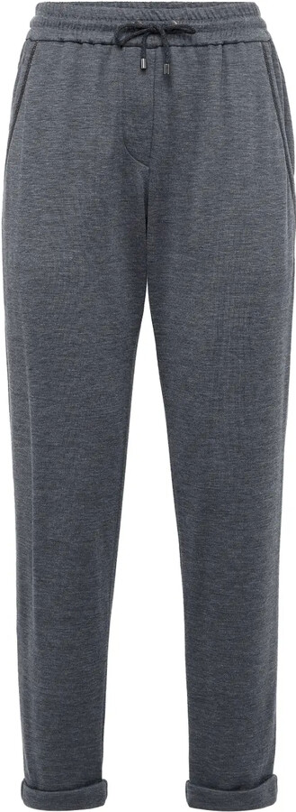 Brunello Cucinelli Monili-trim cotton-silk blend track pants