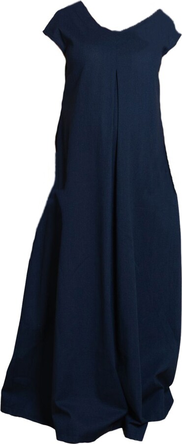 Nikka Place Linen Maternity Maxi Dress With Back Tie And Pockets In Dark Blue Colour