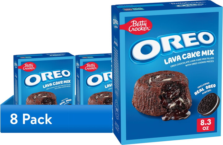 (8 pack) Betty Crocker OREO Lava Cake Mix, Chocolate Cake Mix With OREO Cookie Pieces, 8.3 oz