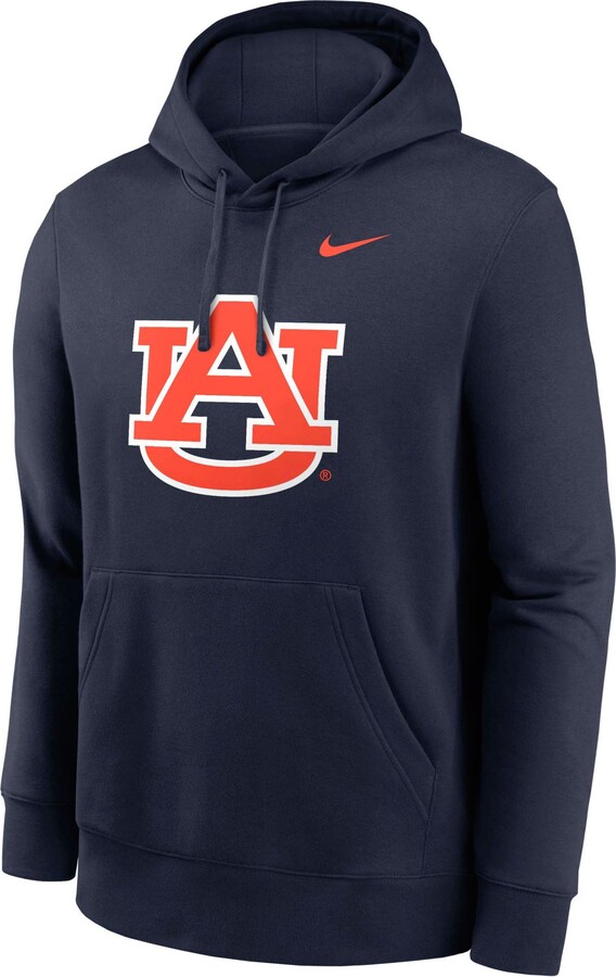 Nike Men's Auburn Tigers College Navy Club Fleece Logo Pullover Hoodie, Small, Blue