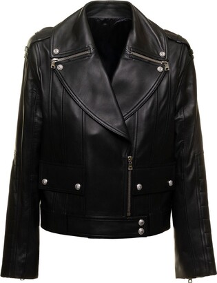 Balmain Leather Zipped Biker Jacket