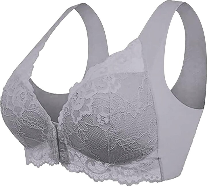Cunhuan Front Fastening Bras for Women UK Sexy Lace Full Coverage Bralette  Non Wired Push Up Bra Soft Breathable Wide Strap Support Underwear for  Everyday - ShopStyle