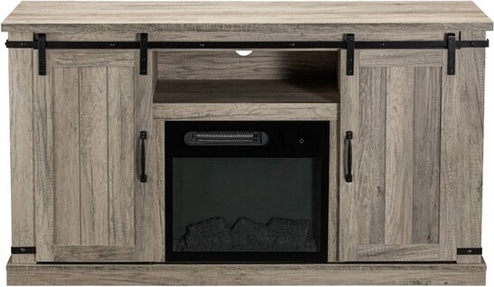 Home Essentials SlidingDoorsElectricFireplaceTVStandforTVsupto60"AntiqueGrayOak-HomeEssentials:MDF&NickelHardware,CableManagement