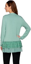 Thumbnail for your product : Logo by Lori Goldstein Knit Cardigan with Chiffon & Embroidery
