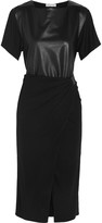 Thumbnail for your product : Vionnet Leather-paneled jersey-crepe dress