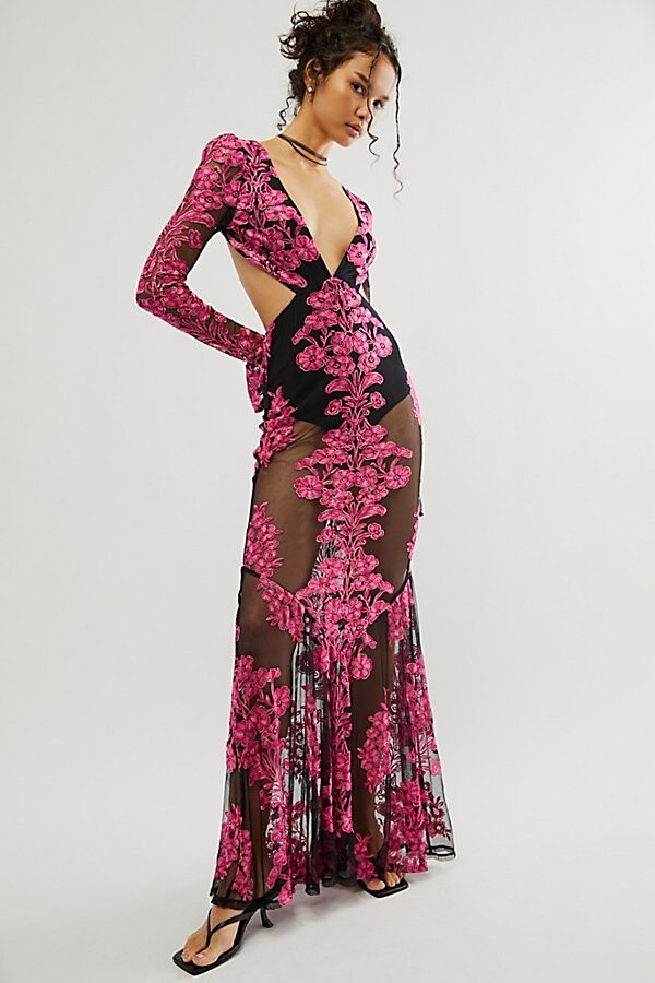 long dress with sheer bottom