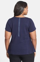 Thumbnail for your product : Eileen Fisher Scoop Neck Silk & Cotton Peplum Top (Plus Size)