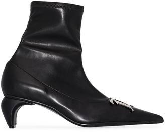 black pointed toe boots low heel