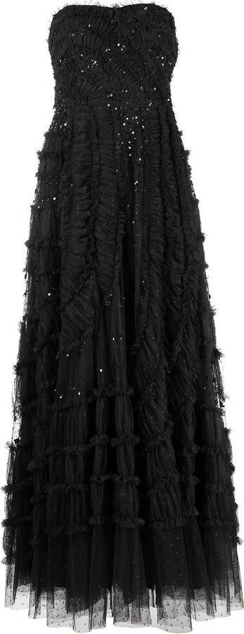 Needle Thread Violet Shimmer strapless-gown ShopStyle Evening