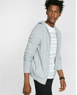 Express Cotton Textured Full Zip Hooded Sweater