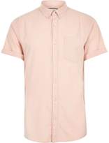 Thumbnail for your product : River Island Mens Big and Tall pink short sleeve Oxford shirt