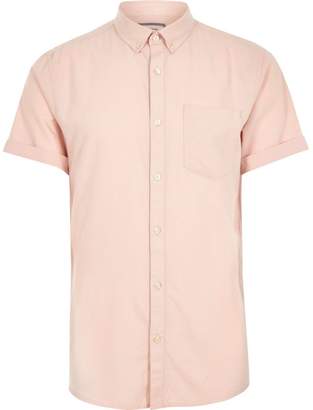 River Island Mens Big and Tall pink short sleeve Oxford shirt