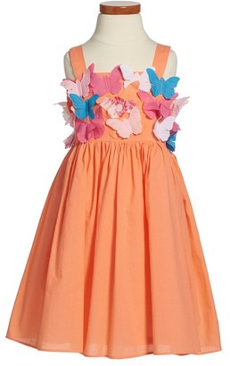 Halabaloo Butterfly Embellished Sleeveless Dress (Toddler Girls, Little Girls & Big Girls)
