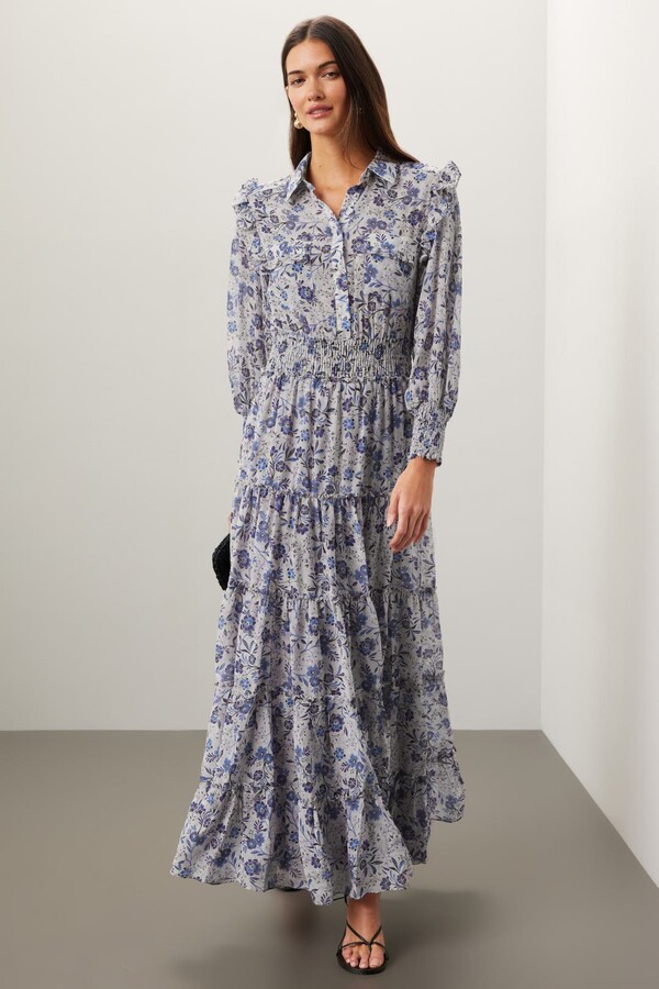 MISA Aydeniz Maxi Dress Multicolored-white-print