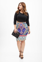 Thumbnail for your product : Forever 21 FOREVER 21+ Abstract Print Pencil Skirt