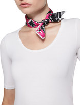 Thumbnail for your product : Anna Coroneo Parfum-Print Small Square Scarf, Black/Pink