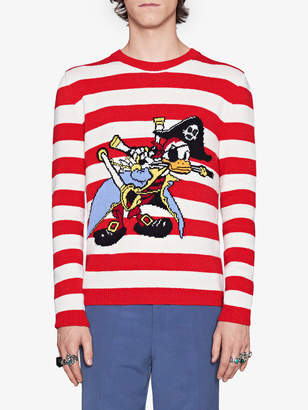 Gucci Intarsia wool sweater with Donald Duck pirate