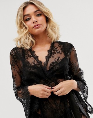 Ann Summers Saria lace robe in black