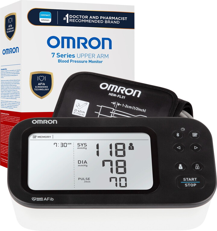 Omron 7 Series Upper Arm Blood Pressure Monitor and Arm Cuff with AFib Detection for Home Use