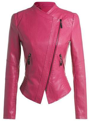 Benibos Womens Faux Leather Zip Up Moto Biker Jacket (XS,120 )