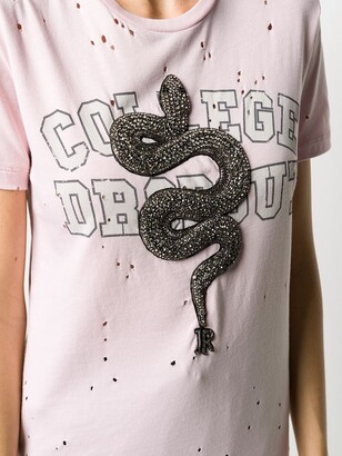 John Richmond gem snake embellished T-shirt