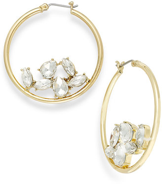 ABS by Allen Schwartz Gold-Tone Crystal Gyspy Hoop Earrings