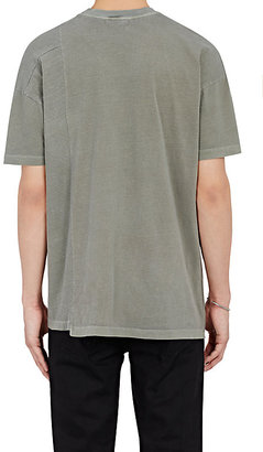 John Elliott Men's "Paneled Pocket" Cotton T-Shirt-DARK GREEN
