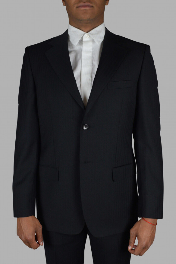 Gucci Men's Luxury Suit Navy Blue Two Piece Suit With Tone On Tone