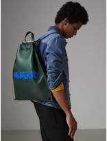 Thumbnail for your product : Burberry Graffiti Print Bonded Leather Drawcord Backpack