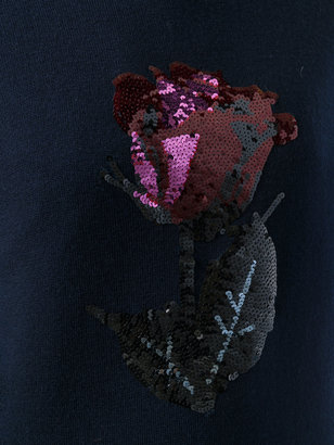 Markus Lupfer sequin embroidered rose Grace sweater