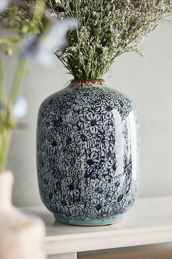 Floral Print Ceramic Vase