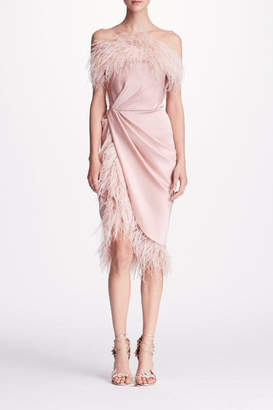 Marchesa Feather Cocktail Dress