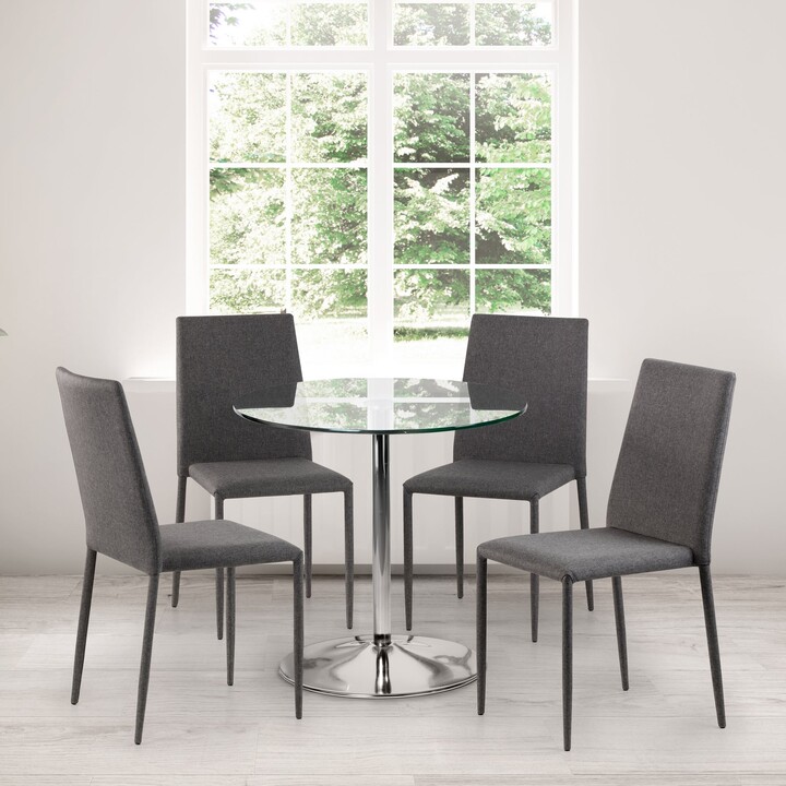 Dunelm Kudos Round Glass Pedestal Dining Table Chrome ShopStyle