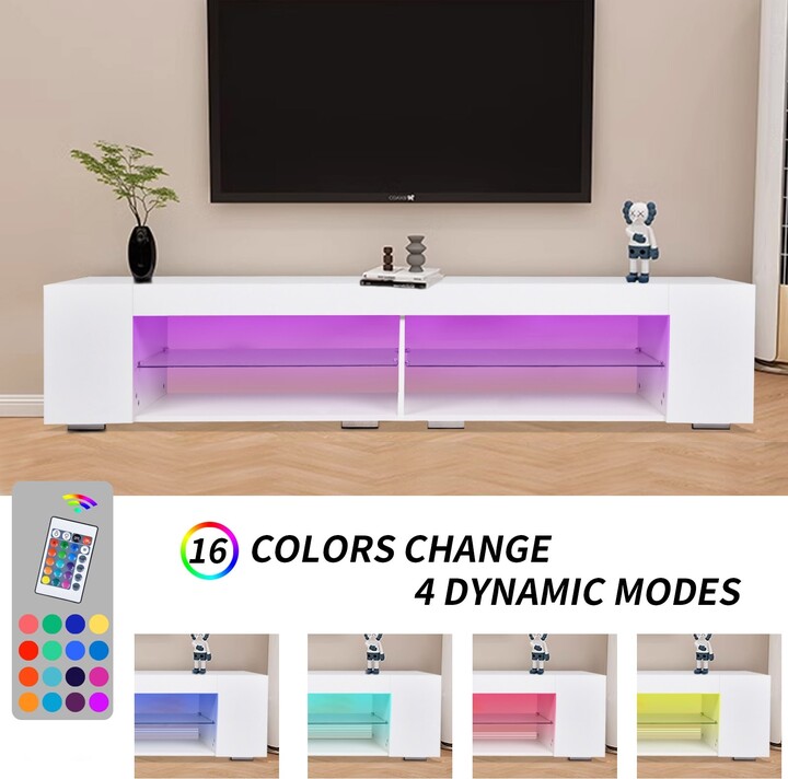 LED TV Stand Modern Entertainment Center with Storage High Gloss Gaming