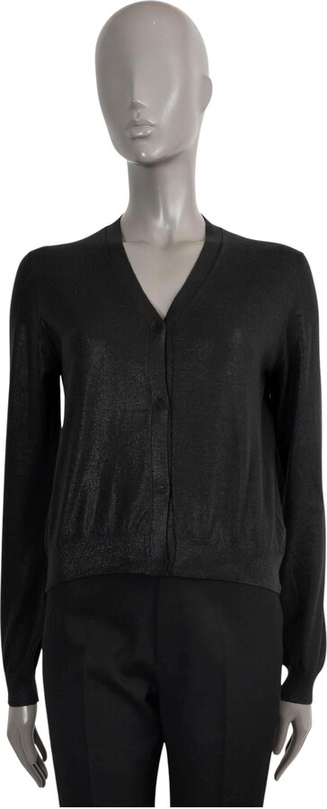 Bottega Veneta Black Cashmere Silk Glossy Cardigan Sweater 40 S