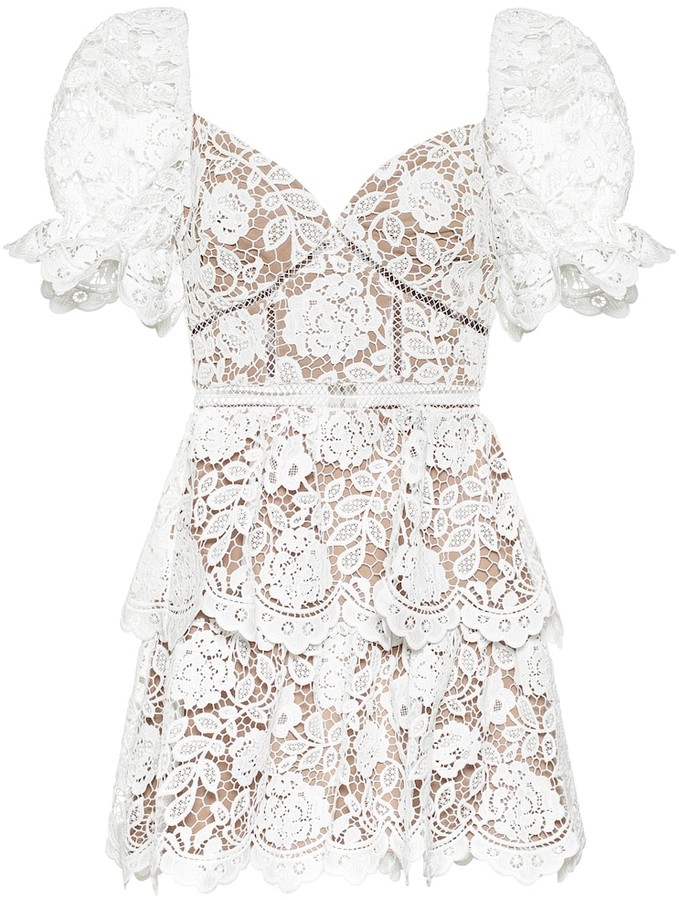 self portrait floral lace mini dress