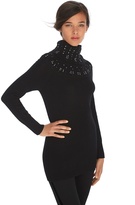 Thumbnail for your product : White House Black Market Embellished Collar Black Sweater