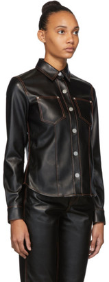 Proenza Schouler Black Faux-Leather Button-Down Shirt