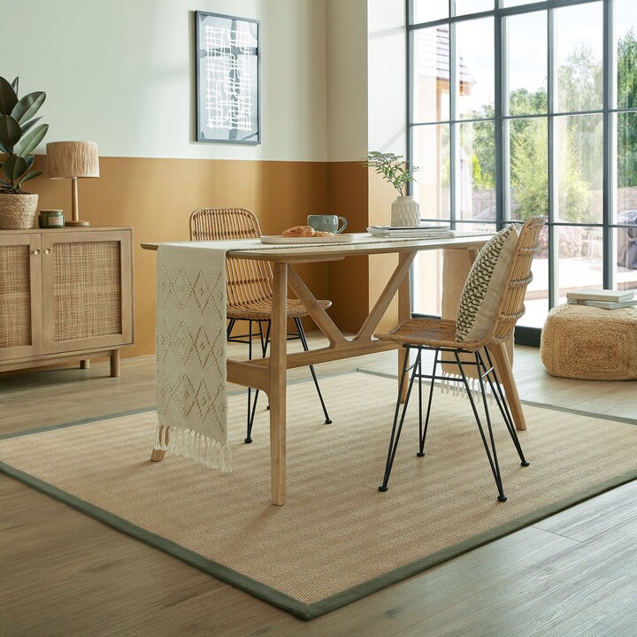 Dunelm Herringbone Border Square Rug Herringbone Border Green ShopStyle