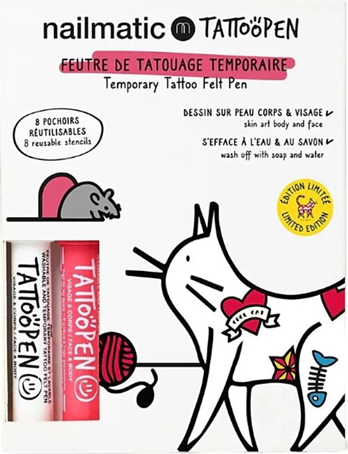 nailmatic Cat Tattoo Pen Set for Kids - 5-7 Years