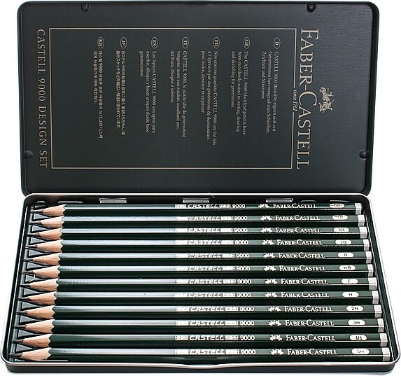Faber-Castell 9000 Graphite Sketch Pencil Sets Design 5B - 5H Set Of 12 (119064)
