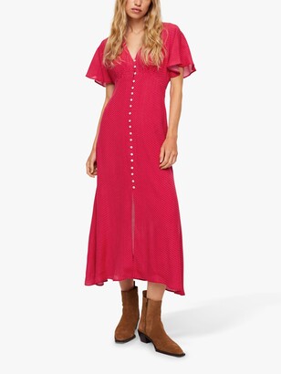MANGO Rouje Spot Midi Dress, Medium Red