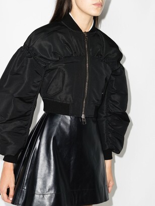 Alexander McQueen Gathered Cropped Bomber Jacket